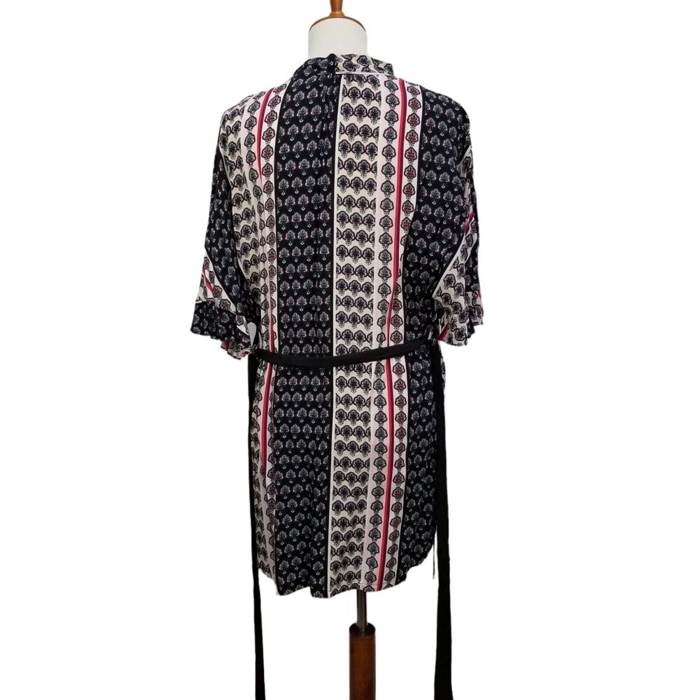 JOSIE NATORI NEW Women's Floral Print Robe Loungewear Short Sleeve Rayon Size S - Picture 2 of 13
